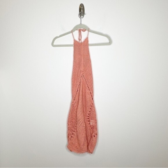 Spell Palm Springs Crochet Halter Mini Dress Coral Medium Large NWT - Picture 3 of 9